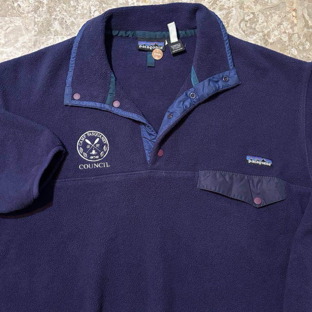 Patagonia Synchilla Sweater Mens Large Blue T Snap Pullover Camp Vintage 25450